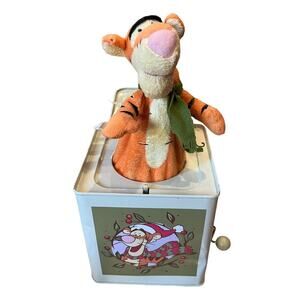 Rare 2010 Gemmy Disney Winnie the Pooh Tigger Jack in the Box Christmas